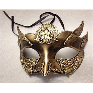 Men's Roman Gladiator Vintage Feather Venetian Masquerade Mask Rustic Bronze NEW 